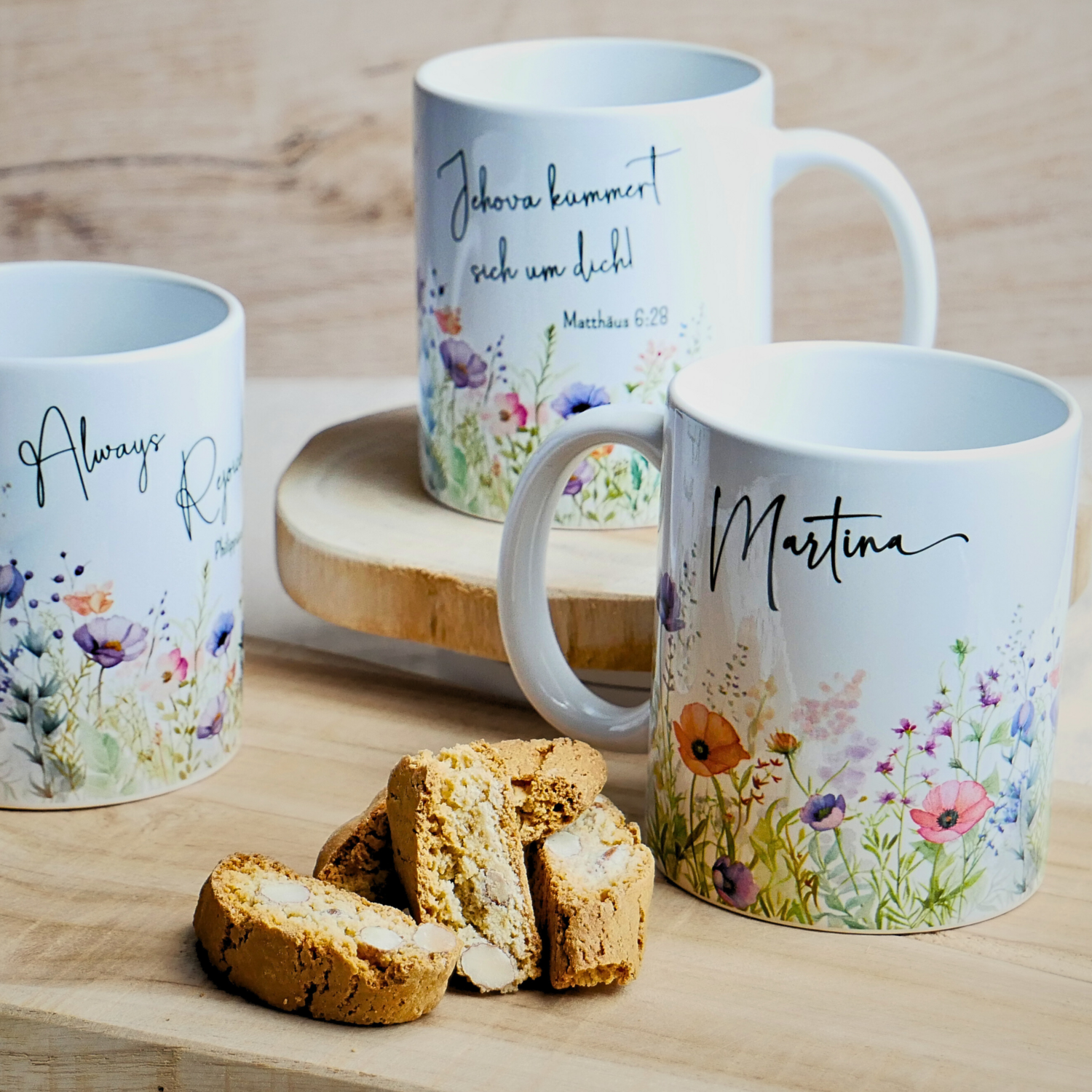 Tasse Blue Wildflowers / Tasse mit Bibelvers
