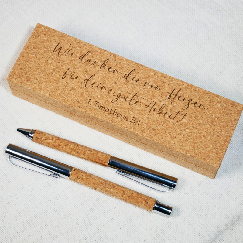 Stifteset Kork für Männer mit personalisiertem Etui / für Älteste