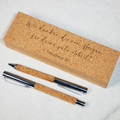 Stifteset Kork für Männer mit personalisiertem Etui / für Älteste
