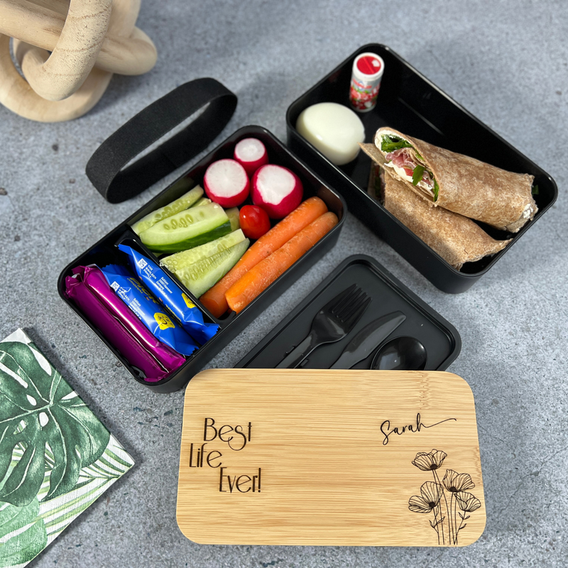 Lunchbox mit Bambusdeckel JW / Brotbox JW / Bentobox JW