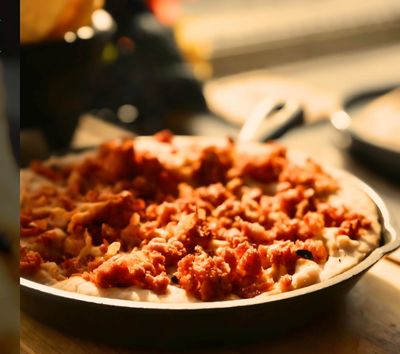 Frijoles con chorizo (refried beans and chorizo)