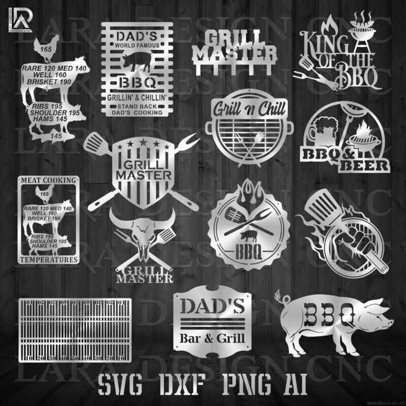 BBQ GRILL SIGNS BUNDLE - DXF - SVG - PDF - AI