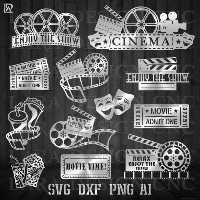 CINEMA THEATRE REEL BUNDLE - DXF - SVG - AI - PDF