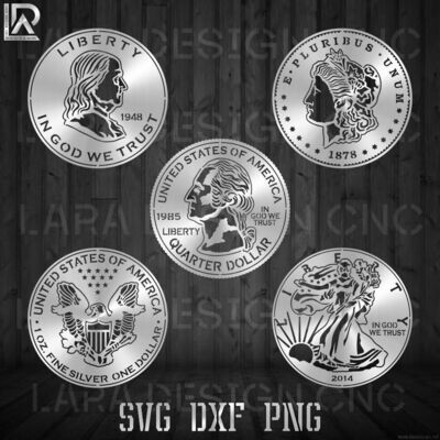 MONEY COINS BUNDLE - DXF - SVG - AI - PDF