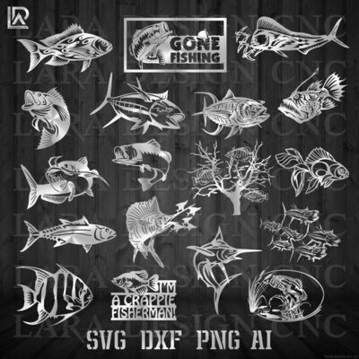 FISH BUNDLE - DXF - SVG - AI - PDF - CUT FILES