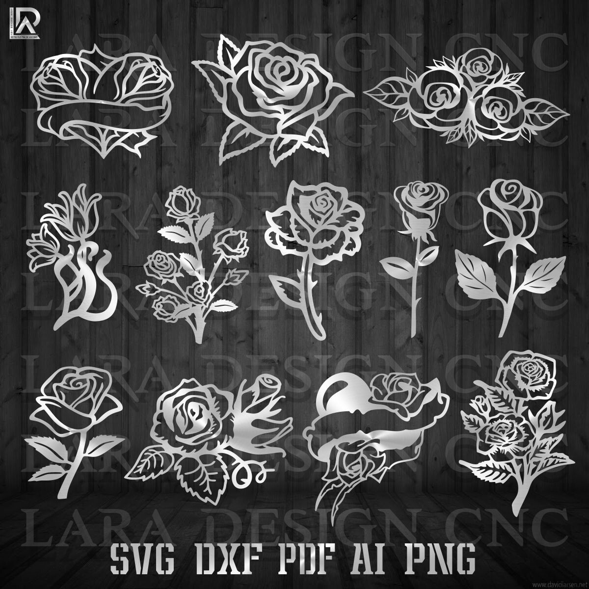 FLOWERS BUNDLE - DXF - SVG - PDF - AI