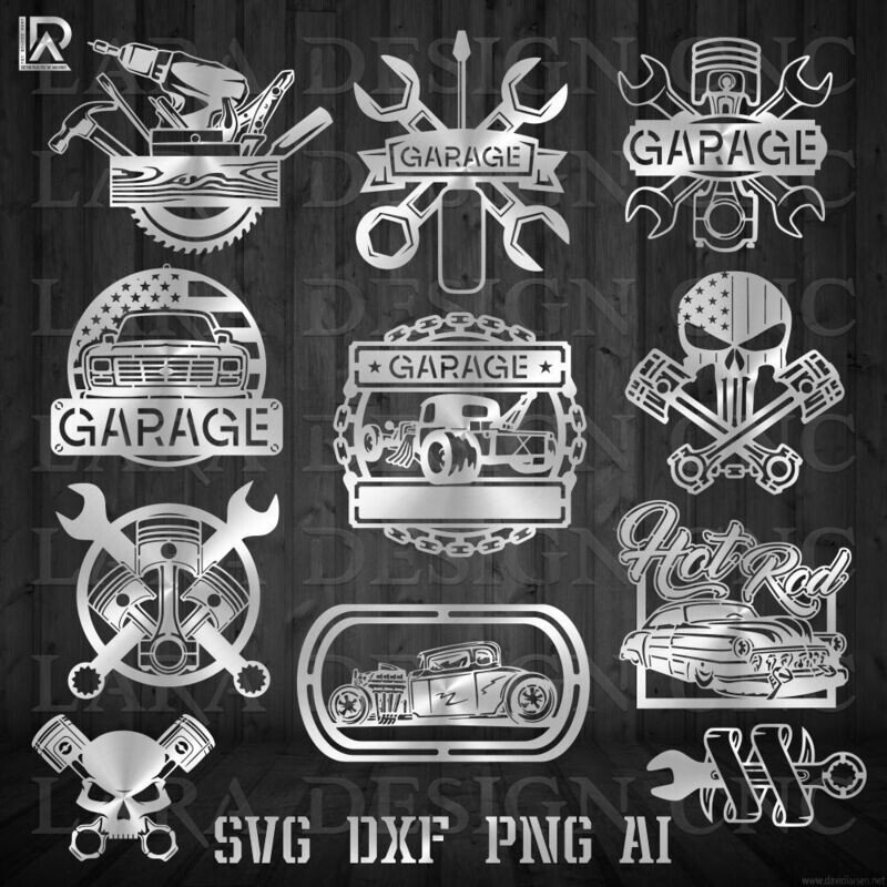 GARAGE SIGNS BUNDLE - DXF - SVG - PDF - AI