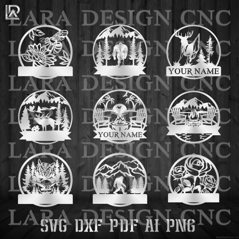 MONOGRAM SIGNS BUNDLE - DXF - SVG - PDF - AI