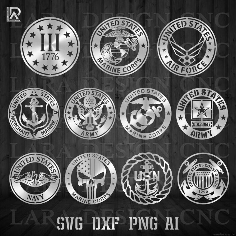 MILITARY &amp; ARMY SIGNS BUNDLE - DXF - SVG - AI - PDF