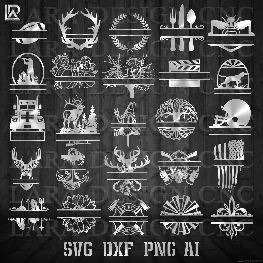 SPLIT MONOGRAM BUNDLE - DXF - SVG - AI - PDF