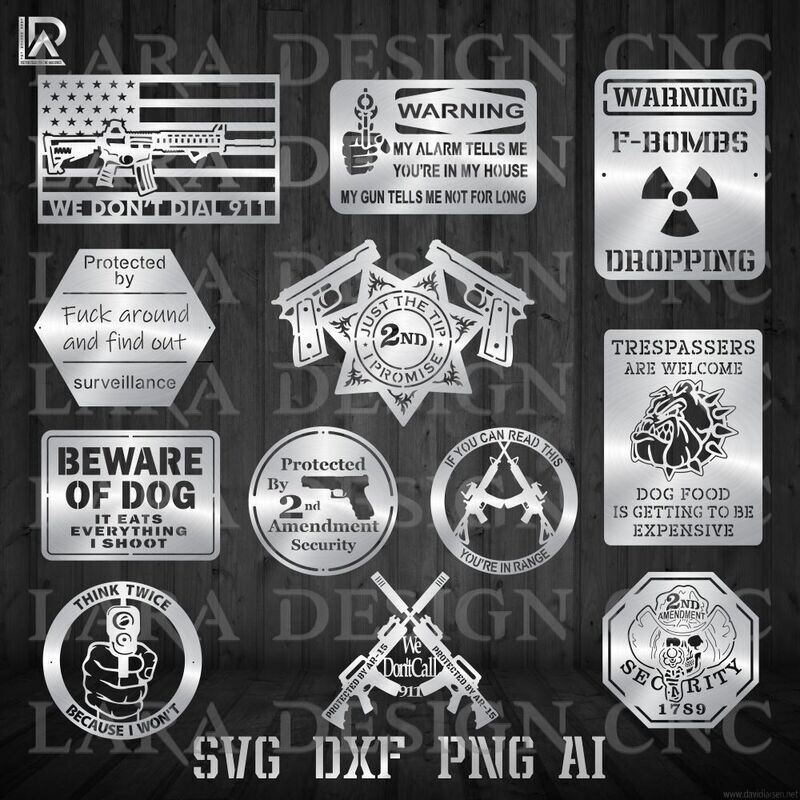 TRESPASSING WARNING SIGNS BUNDLE - DXF - SVG - AI - PDF