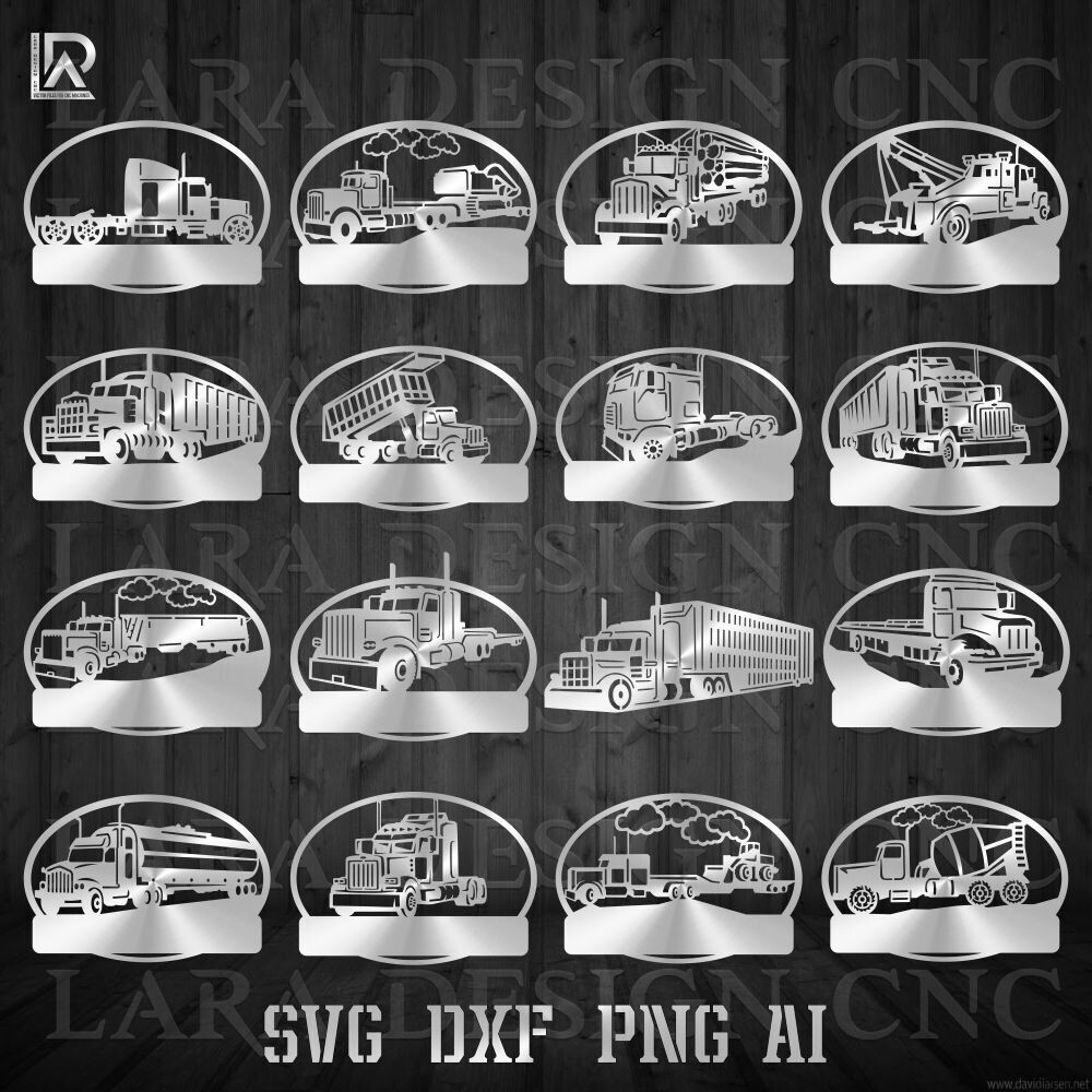 TRUCKS MONOGRAM BUNDLE - DXF - SVG - AI - PDF