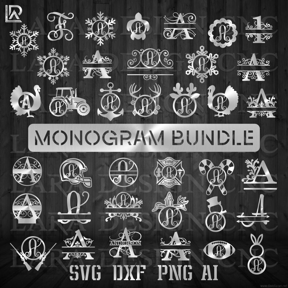MONOGRAM LETTERS BUNDLE - DXF - SVG - AI - PDF