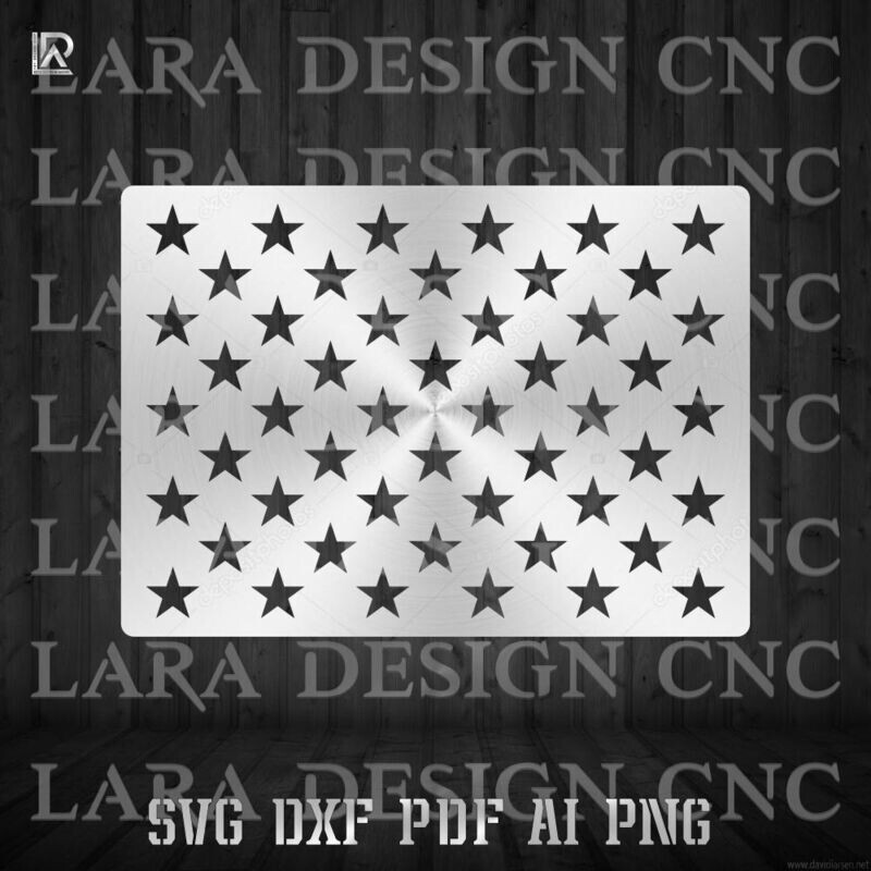 50 Stars American Flag  - DXF - SVG - AI - PDF