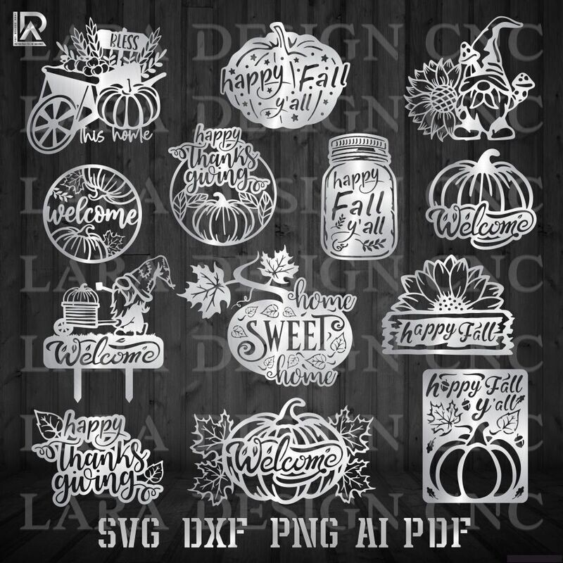 FALL - THANKSGIVING BUNDLE - DXF - SVG - PDF - AI CUT FILES