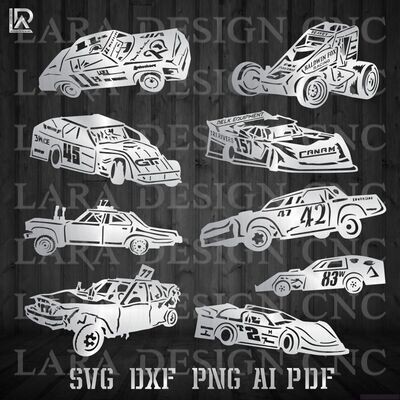 DIRT TRUCK RACE CARS BUNDLE - DXF - SVG - AI - PDF