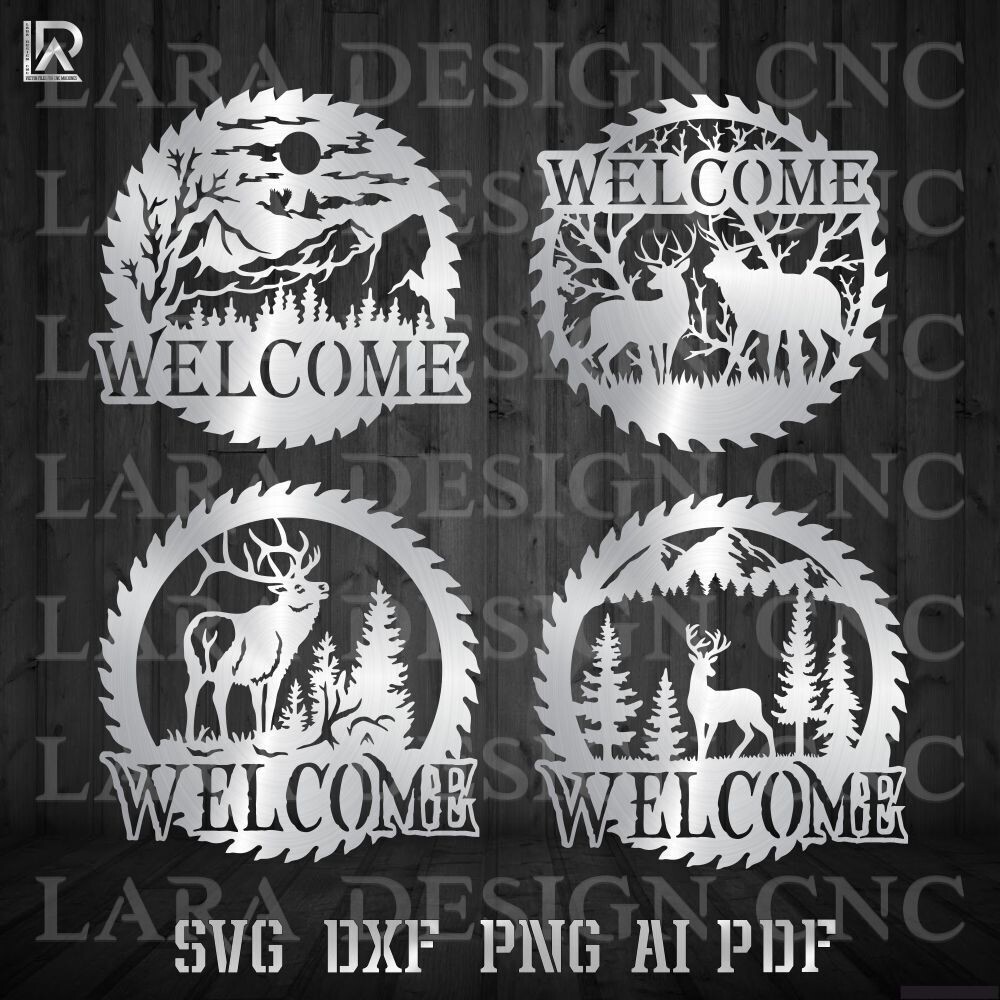 DEER SCENERY SAWBLADE - DXF - SVG - PDF - AI CUT FILES