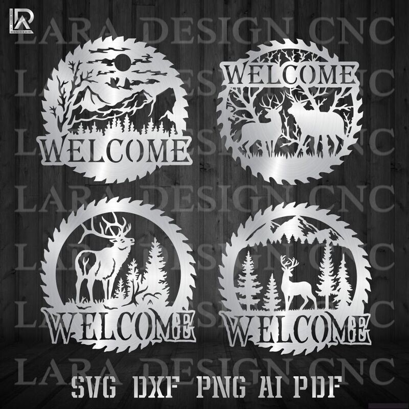 DEER SCENERY SAWBLADE - DXF - SVG - PDF - AI CUT FILES
