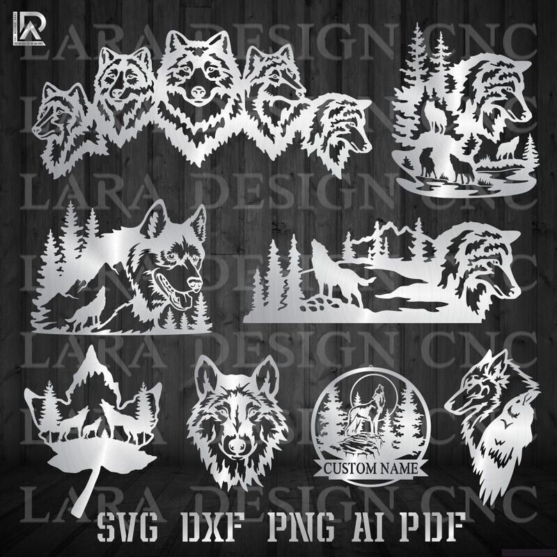 WOLF BUNDLE - DXF - SVG - PDF - AI CUT FILES