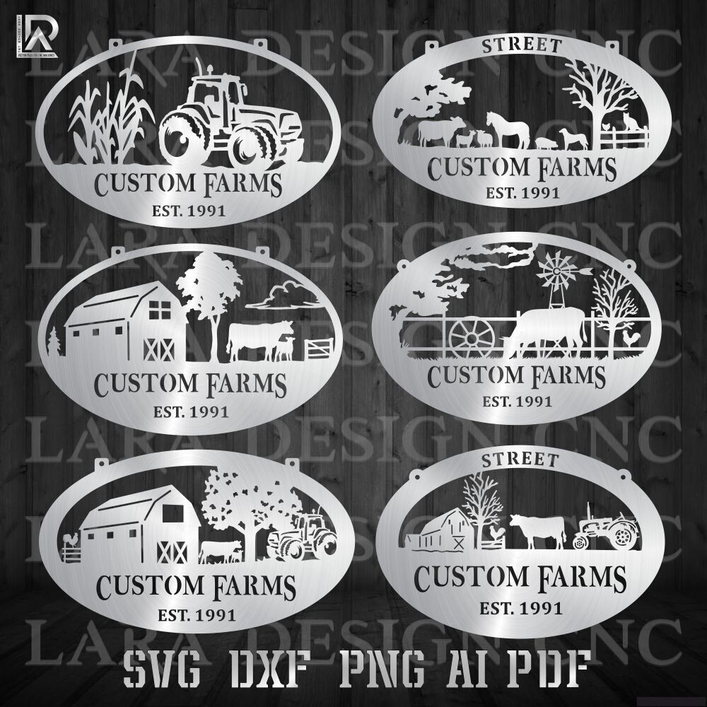 OVAL FARM SIGNS BUNDLE - DXF - SVG - PDF - AI CUT FILES