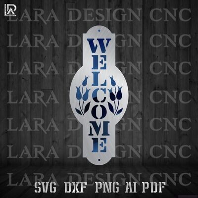 FREE WELCOME SIGN 2 LAYERS - DXF - SVG - AI - PDF - CUT FILES