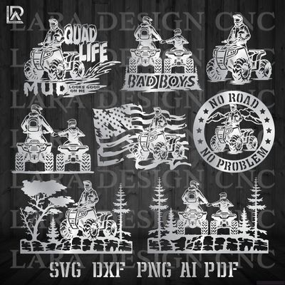 atv silhouette design, featuring a rider in mid-jump. Perfect for laser cutting and CNC machines, this SVG and DXF file is ideal for creating wall art