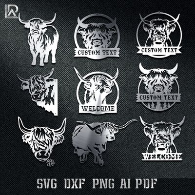 HIGHLAND COWS BUNDLE - DXF - SVG - PDF - AI - CUT FILES