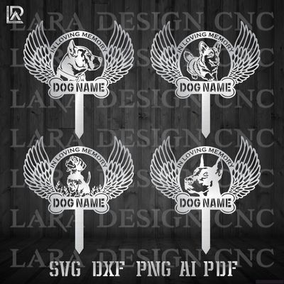 DOGS MEMORIAL BUNDLE - DXF - SVG - PDF - AI - CUT FILES