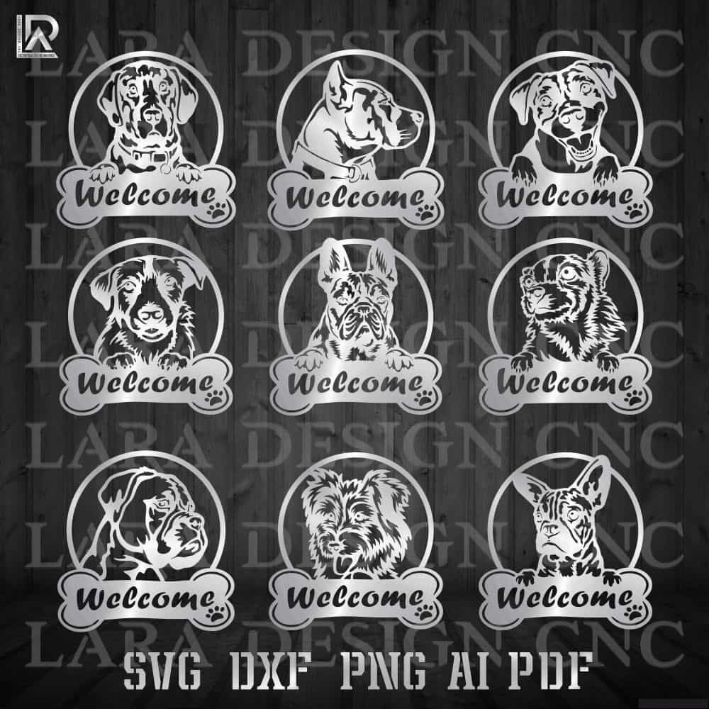 DOGS WELCOME BUNDLE - DXF - SVG - PDF - AI - CUT FILES