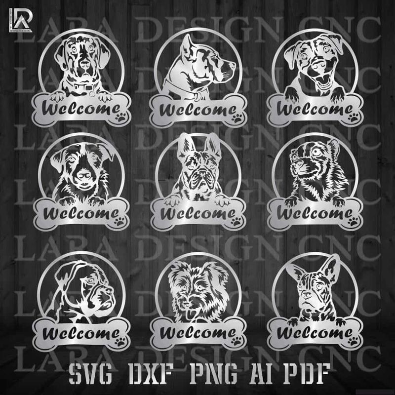 DOGS WELCOME BUNDLE - DXF - SVG - PDF - AI - CUT FILES