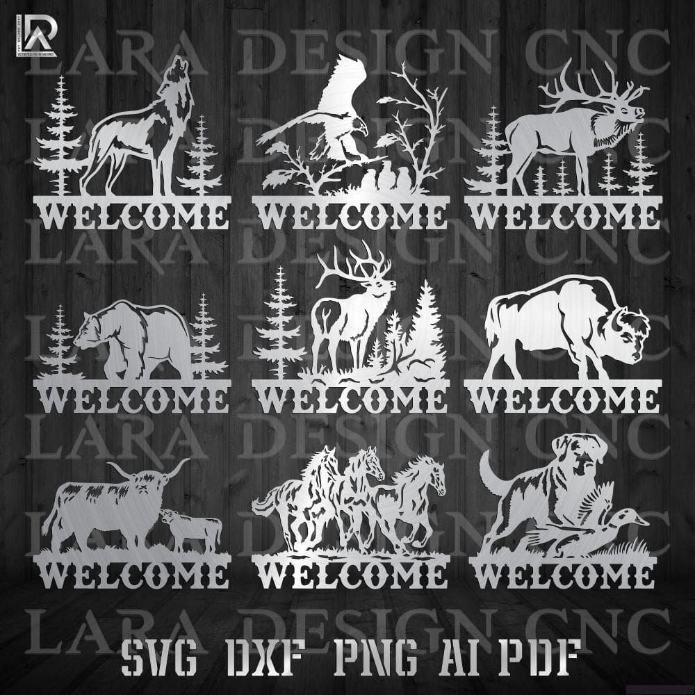WELCOME SIGNS BUNDLE - DXF - SVG - PDF - AI - CUT READY FILES