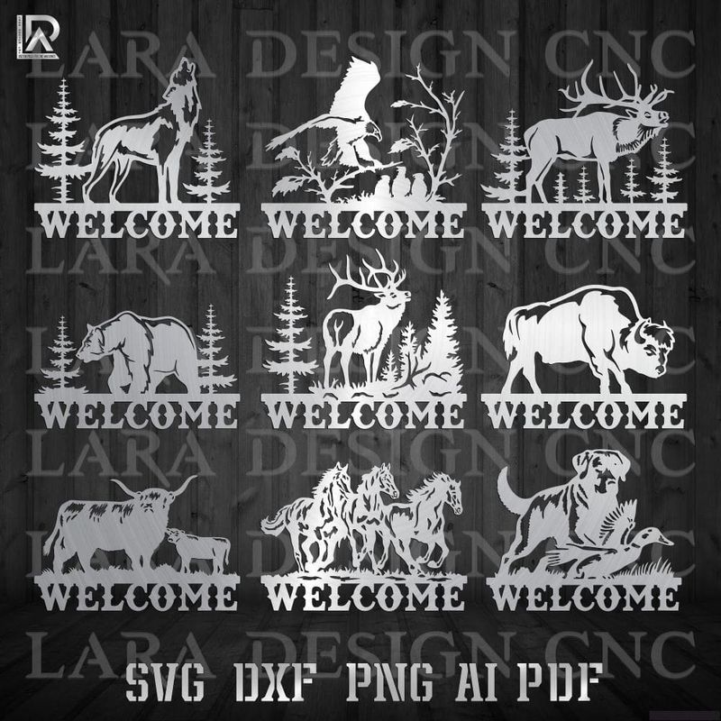 WELCOME SIGNS BUNDLE - DXF - SVG - PDF - AI - CUT READY FILES