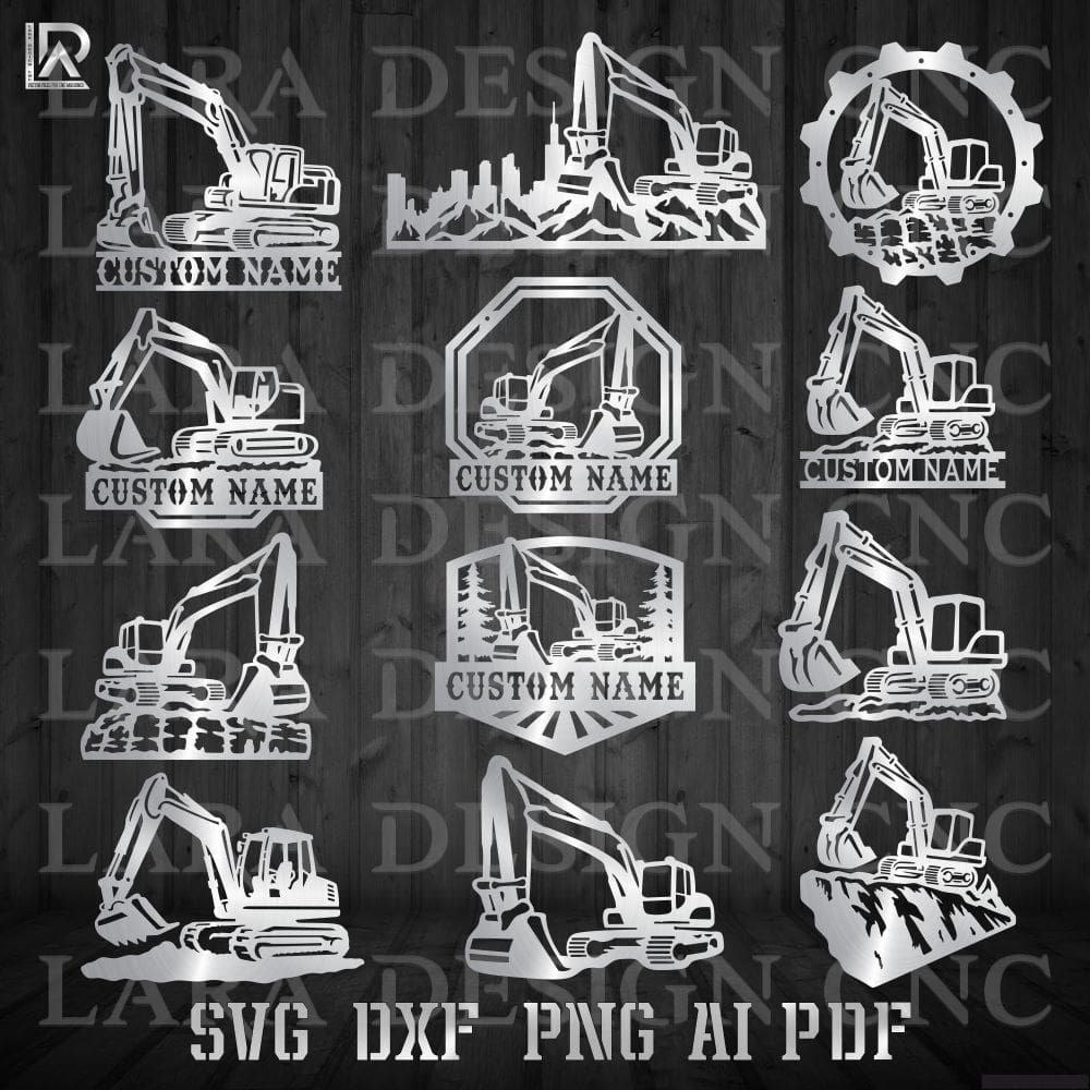 excavator svg artwork bundle for cnc machines