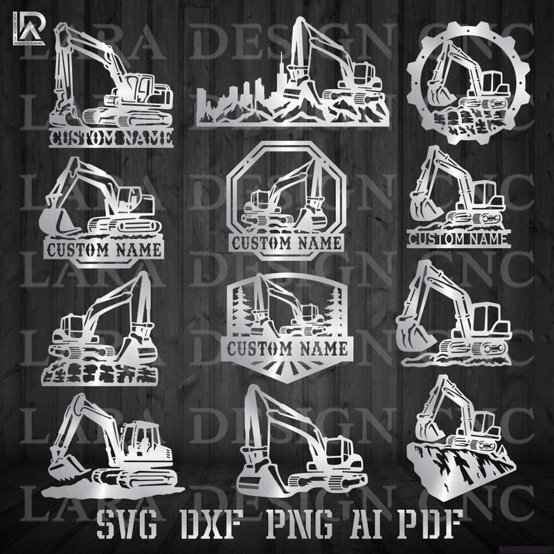 excavator svg artwork bundle for cnc machines