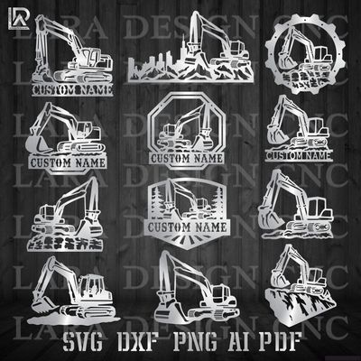 excavator svg artwork bundle for cnc machines