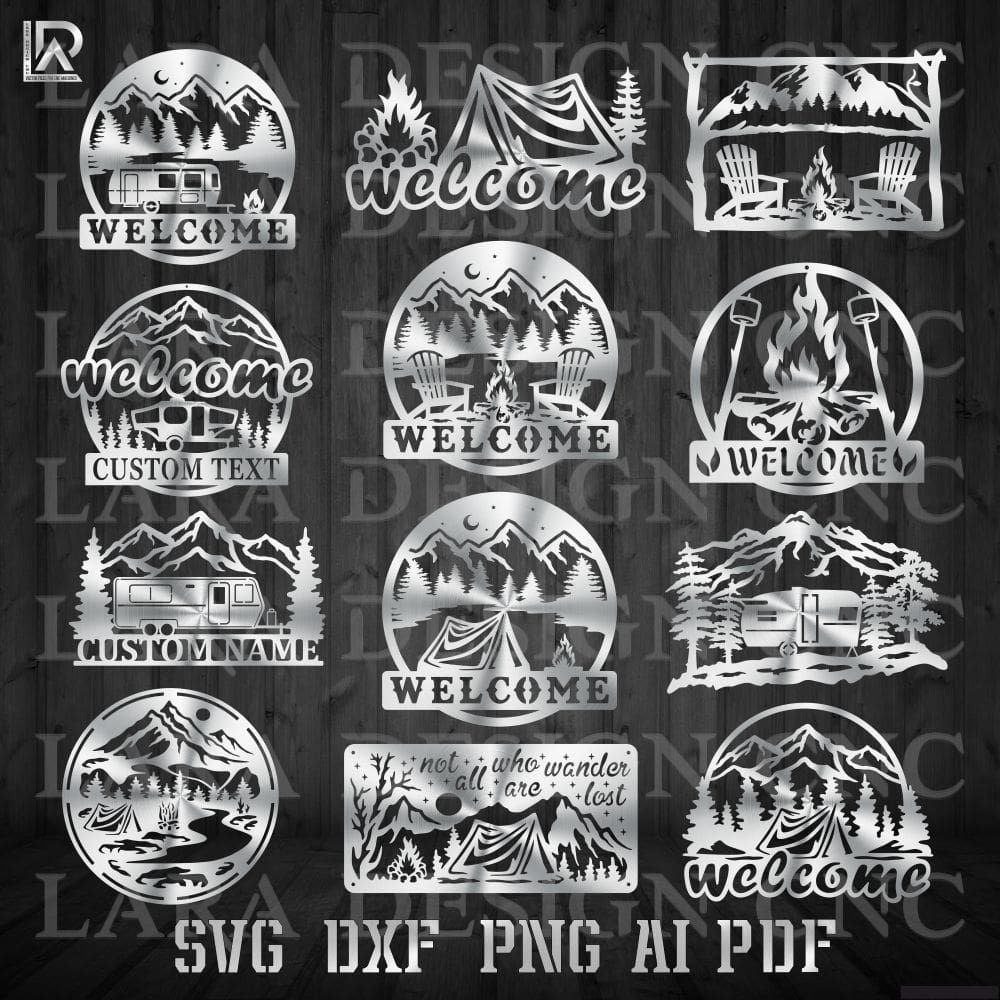 CAMPING BUNDLE - DXF - SVG - PDF - AI - CUT READY FILES