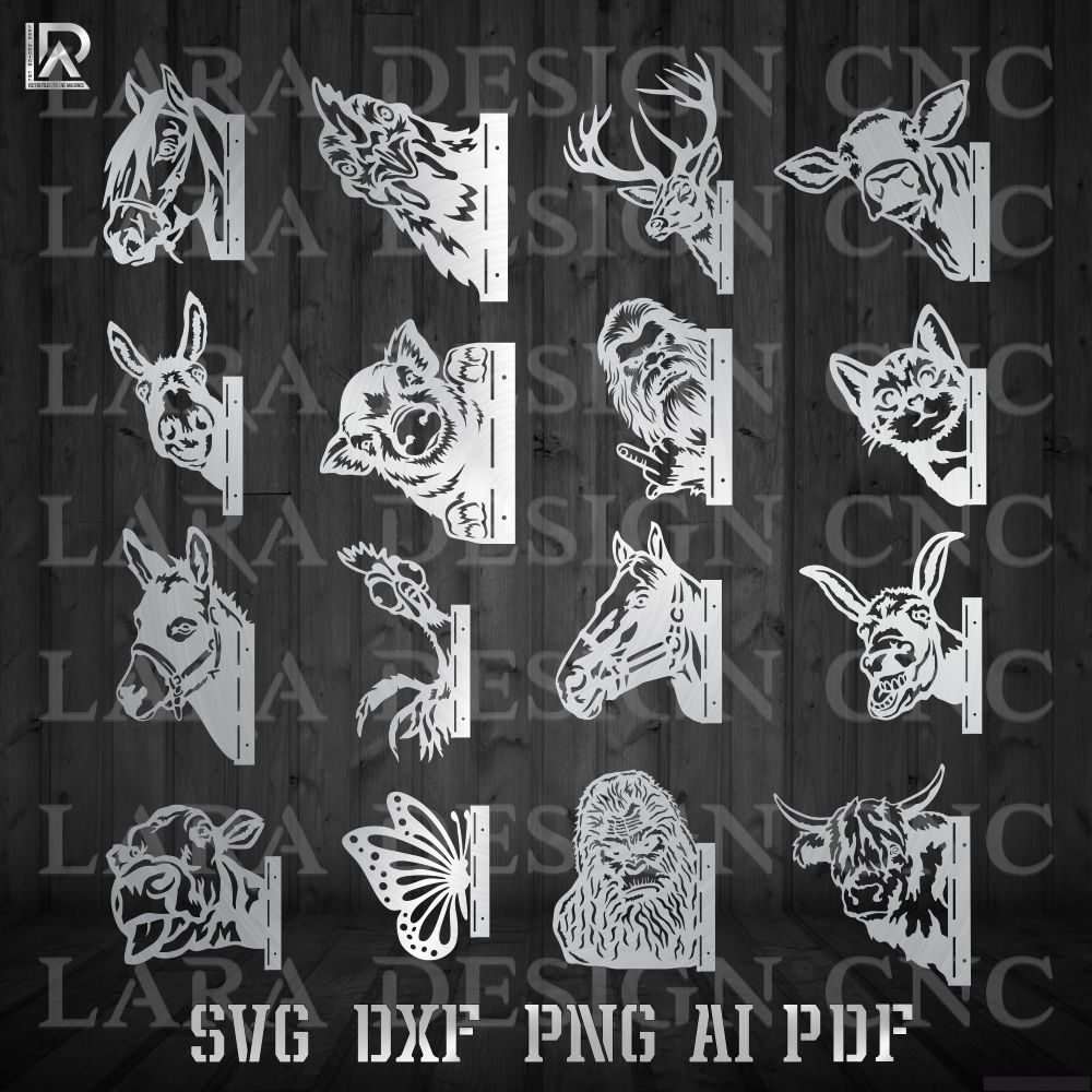 PEEKING ANIMALS BUNDLE - DXF - SVG - PDF - AI - CUT FILES