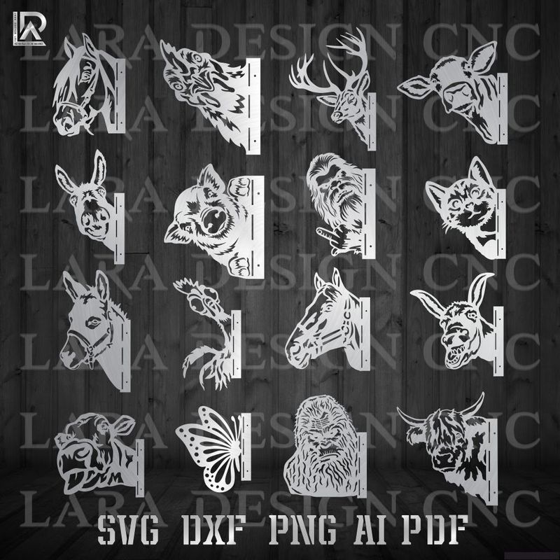 PEEKING ANIMALS BUNDLE - DXF - SVG - PDF - AI - CUT FILES