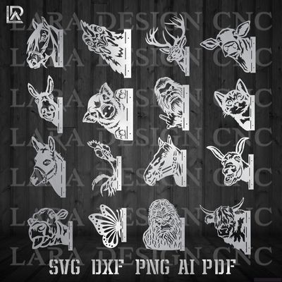 PEEKING ANIMALS BUNDLE - DXF - SVG - PDF - AI - CUT FILES