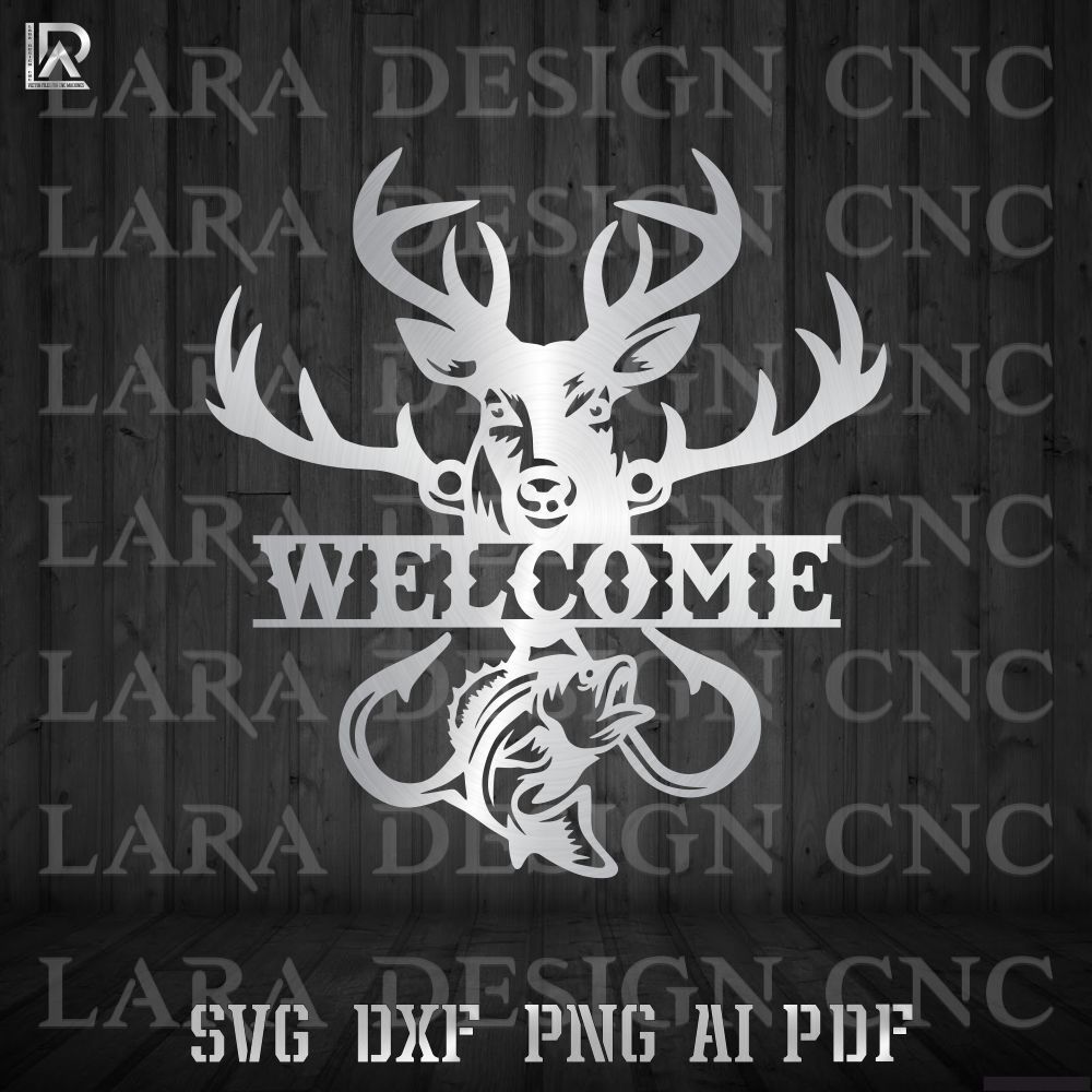 HUNTING &amp; FISHING  - DXF - SVG - AI -PDF CUT FILES