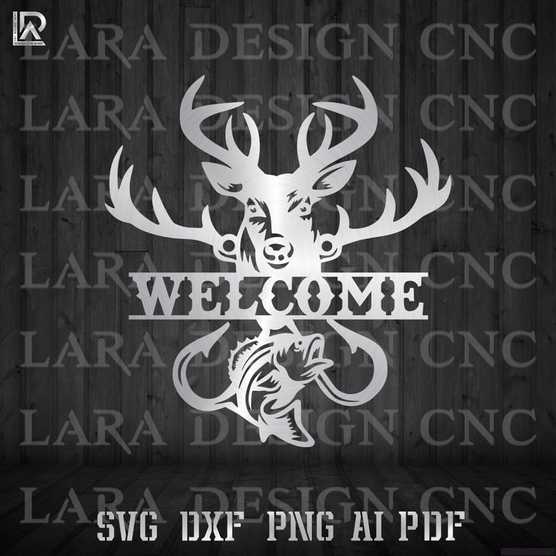 HUNTING &amp; FISHING  - DXF - SVG - AI -PDF CUT FILES