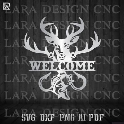 HUNTING &amp; FISHING  - DXF - SVG - AI -PDF CUT FILES