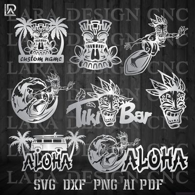 tiki bar surfing svg