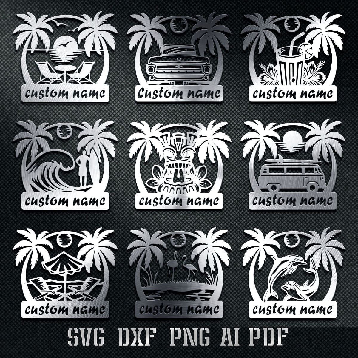 SUMMER MONOGRAM - DXF SVG AI PDF - CUT FILES