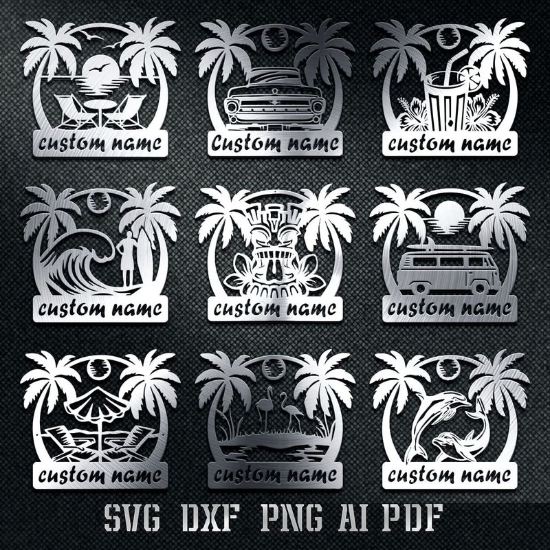 SUMMER MONOGRAM - DXF SVG AI PDF - CUT FILES