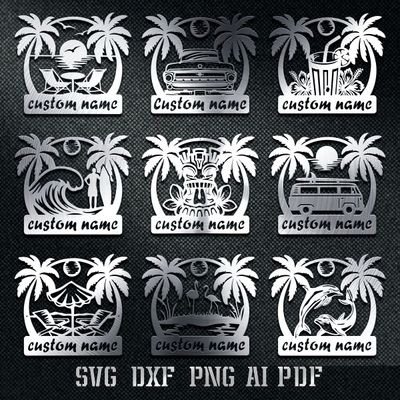 SUMMER MONOGRAM - DXF SVG AI PDF - CUT FILES