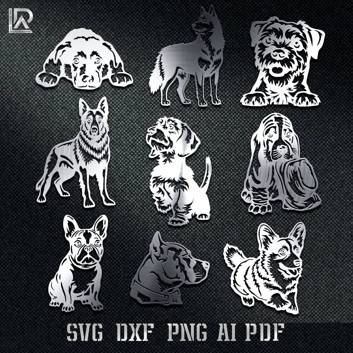 Dogs Dxf files for cnc Laser and Plasma cutting
