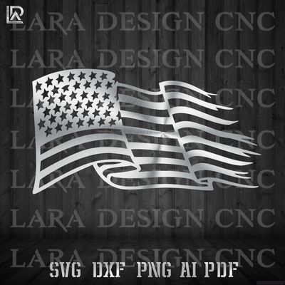 WAVY USA FLAG - DXF SVG PDF AI - CUT FILES WAVY USA FLAG - DXF SVG PDF AI - CUT FILES