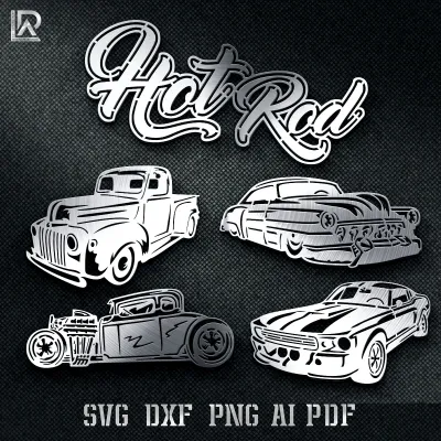 HOTROD CARS BUNDLE - DXF SVG AI PDF - CUT FILES hot rod cars svg
