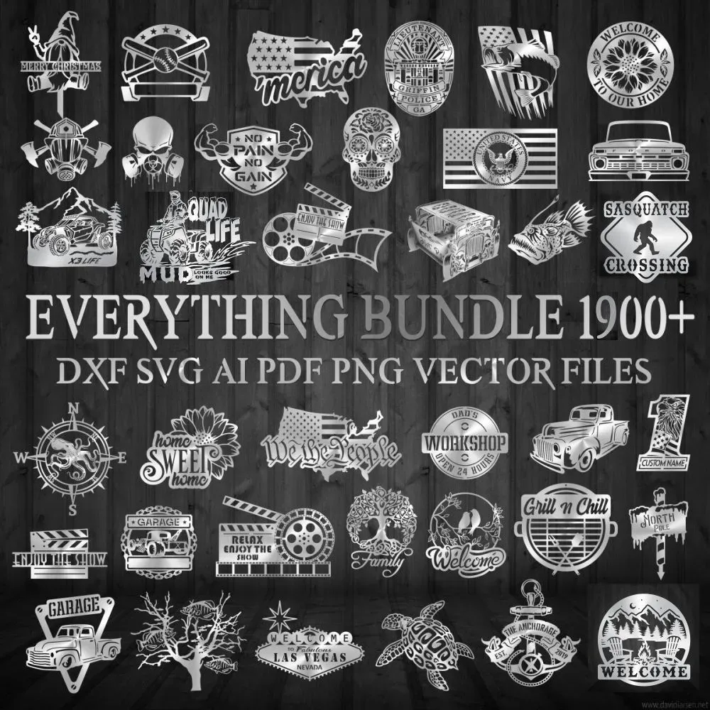 EVERYTHING PACKAGE 1900+ DXF - SVG - PDF - AI - CNC FILES dxf files for cnc plasma and laser cutting